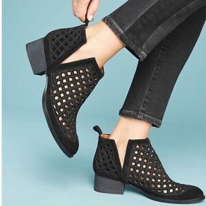 JEFFREY CAMPBELL 6 taggart perforated bootie leather black slit laser cut boot